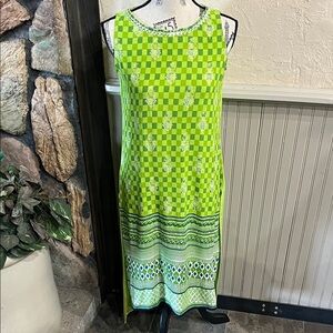 Green Checkered Sleeveless Dress